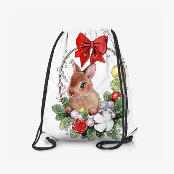 Рюкзак «Зайчик в Рождественском венке»