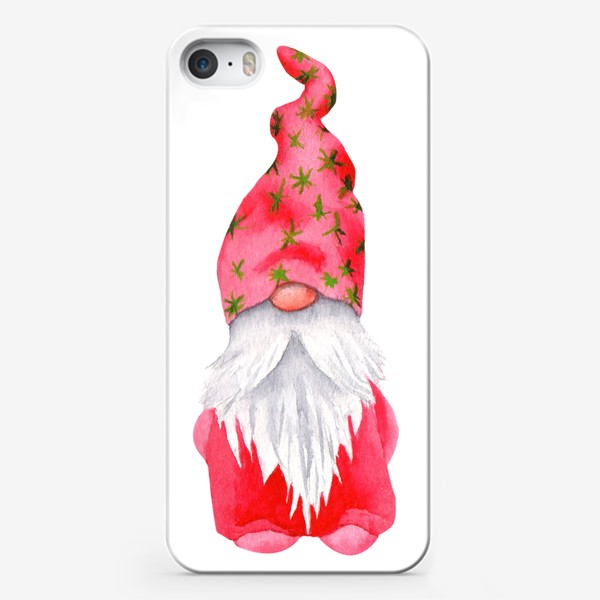 Чехол iPhone «Красный новогодний гном - Гномик - Скандинавский гном - Гном в красной шапке»