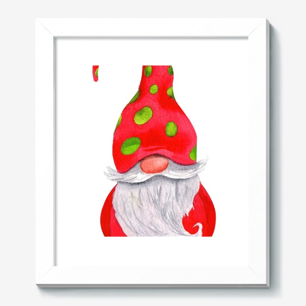 Картина «Красный новогодний гном - Гномик - Скандинавский гном - Гном в красной шапке»