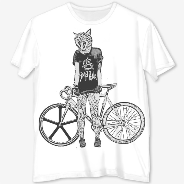 Футболка с полной запечаткой &laquo;Bike Punk Cat&raquo;
