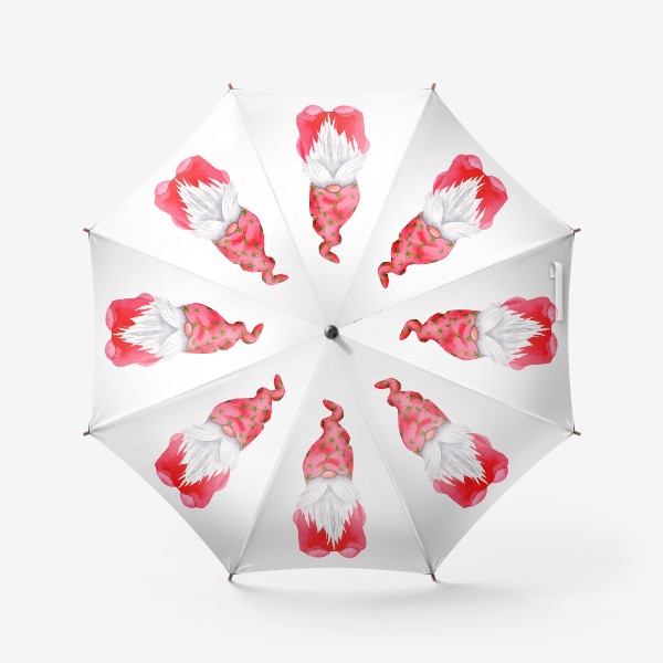 Зонт «Красный новогодний гном - Гномик - Скандинавский гном - Гном в красной шапке»
