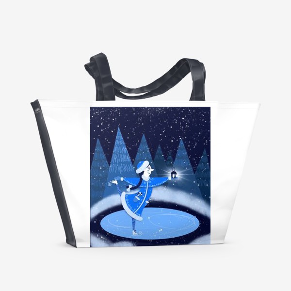 Пляжная сумка «Снегурочка на катке»