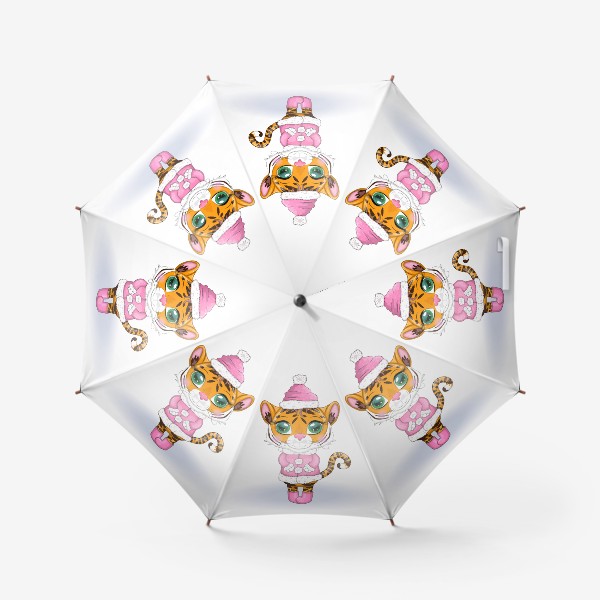Зонт «Тигр девочка в розовой шубке. Новый год 2022»