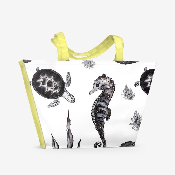Пляжная сумка &laquo;морской конек черепаха ракушка водоросли&raquo;