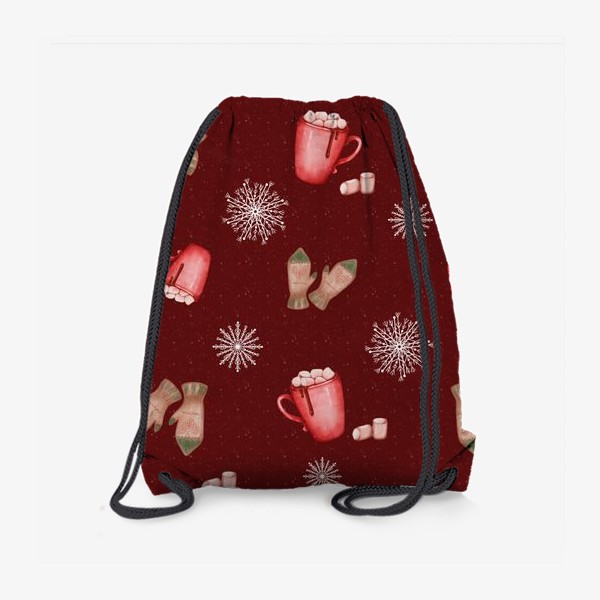 Рюкзак «Варежки какао и снежинки новогодний зимний принт »