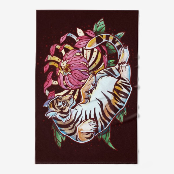 Полотенце «Тигр и хризантема»