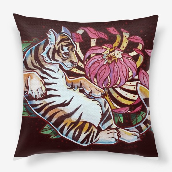 Подушка «Тигр и хризантема»