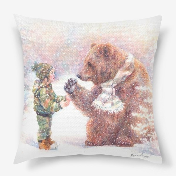 Подушка «Большой друг, медведь, снег»
