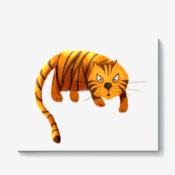 Холст «Страшный тигр - Новый год 2022 - Смешной тигр - Сердитый тигр»