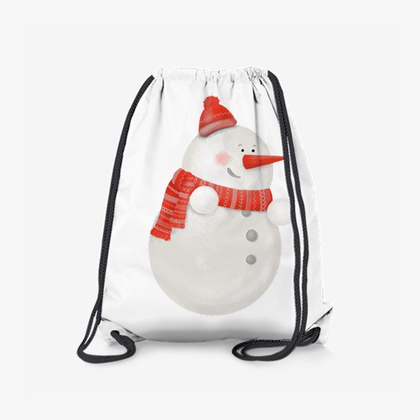 Рюкзак «Снеговик. Новогоднее волшебство. Подарок. Новый год, Рождество. Дед Мороз, Санта Клаус. Зима. Снег, шарф, шапка»