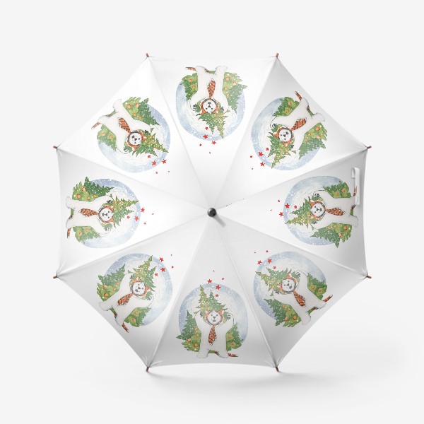 Зонт «Белый медведь в костюме тигра (Новый год, зима)»