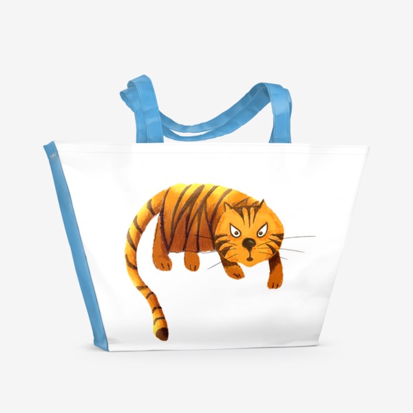 Пляжная сумка «Страшный тигр - Новый год 2022 - Смешной тигр - Сердитый тигр»