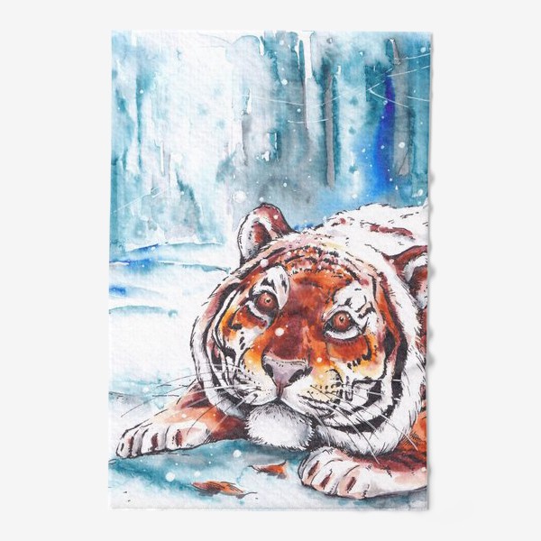 Полотенце «Тигр и снежинки. Зима. Символ 2022 года »