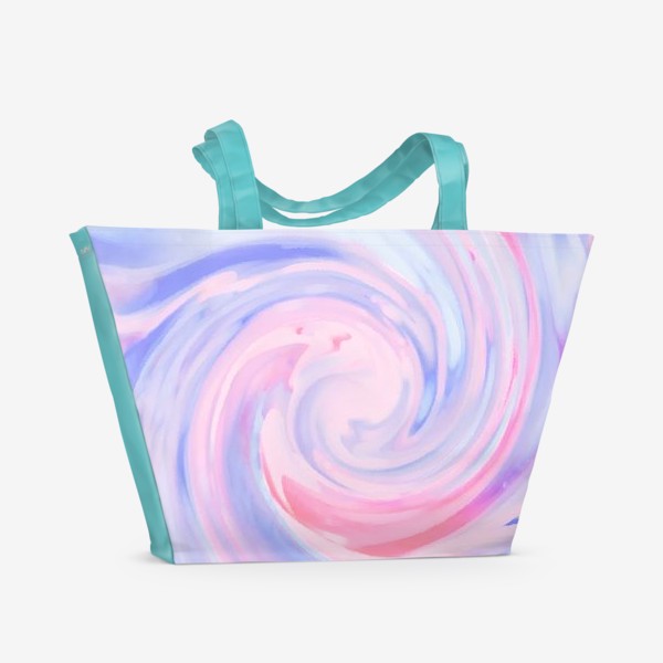Пляжная сумка «Абстракция нежная розово-голубая»