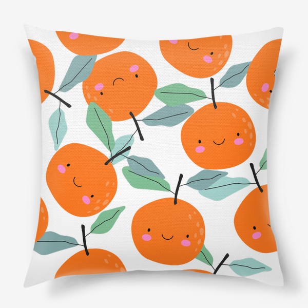 Подушка «Милые апельсины яркий паттерн»