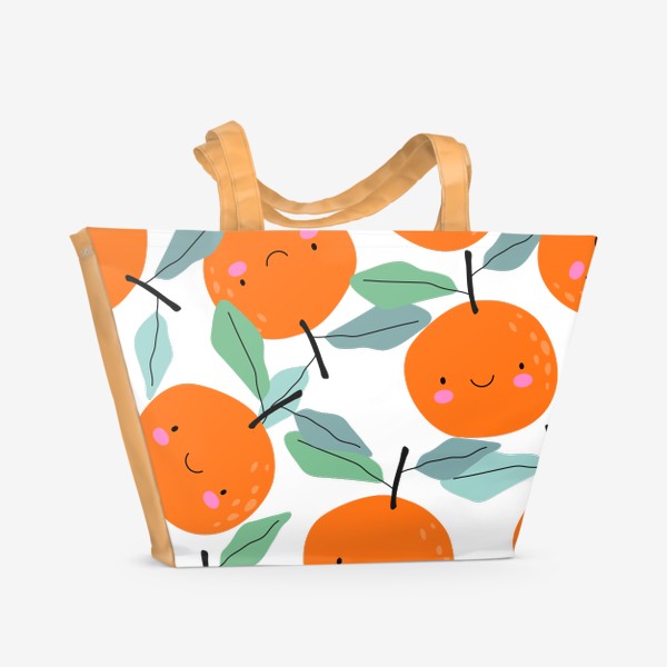Пляжная сумка «Милые апельсины яркий паттерн»