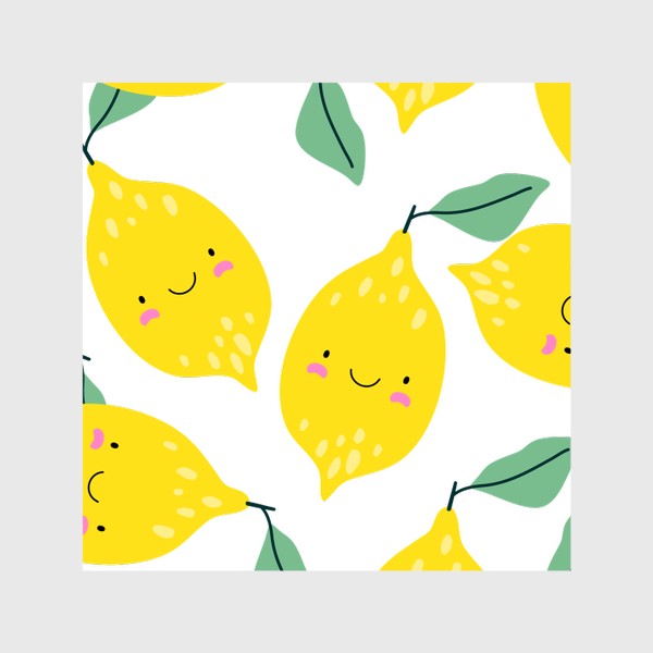 Шторы «Милые улыбающиеся лимоны бесшовный паттерн»
