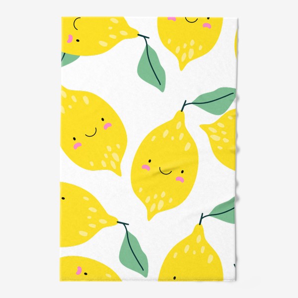 Полотенце «Милые улыбающиеся лимоны бесшовный паттерн»