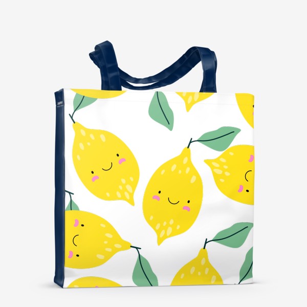 Сумка-шоппер «Милые улыбающиеся лимоны бесшовный паттерн»