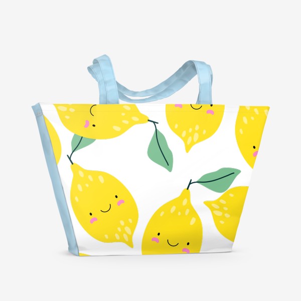 Пляжная сумка «Милые улыбающиеся лимоны бесшовный паттерн»