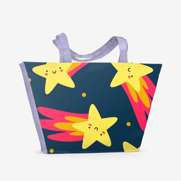 Пляжная сумка «Милые звезды кометы. Бесшовный паттерн»