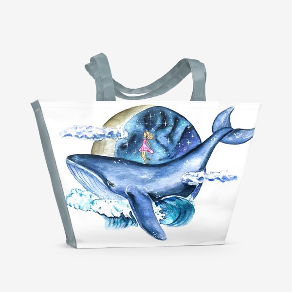 Пляжная сумка «космос и кит»