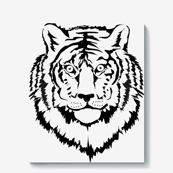 Холст «Тигр черно-белый»