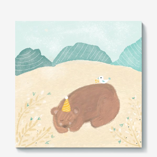 Холст «День рождение медвежонка»