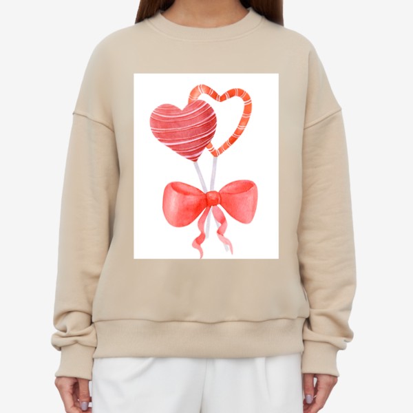 Свитшот «Сердечки чупа чупсы с бантиком - День святого валентина - Любовь»