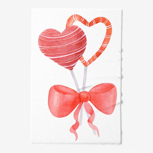 Полотенце «Сердечки чупа чупсы с бантиком - День святого валентина - Любовь»