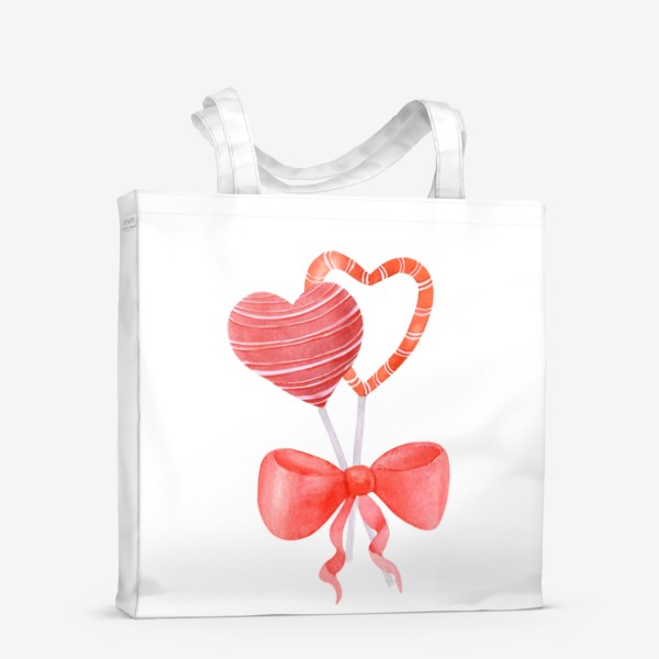 Сумка-шоппер «Сердечки чупа чупсы с бантиком - День святого валентина - Любовь»