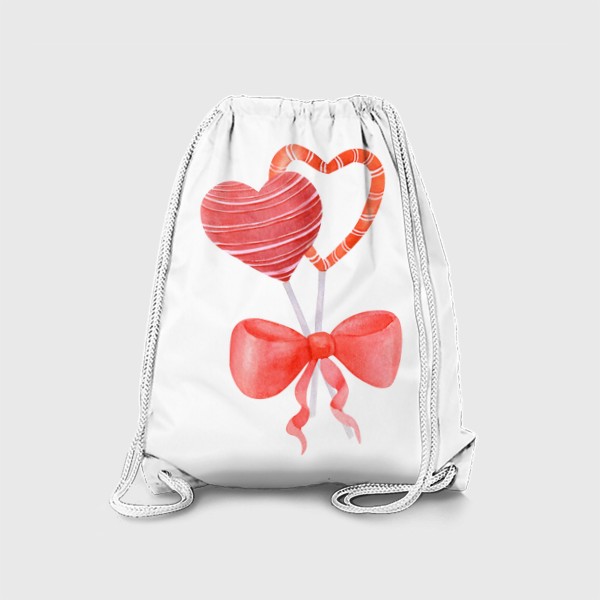 Рюкзак «Сердечки чупа чупсы с бантиком - День святого валентина - Любовь»
