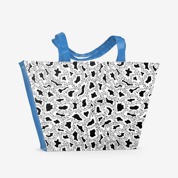 Пляжная сумка «Черно-белые кляксы, пятна, горох»