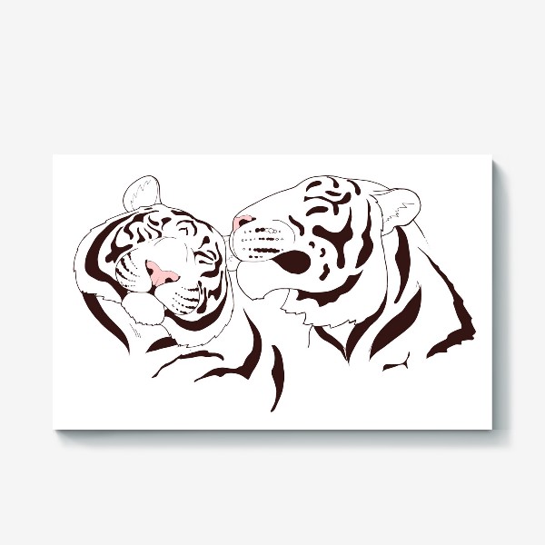 Холст «пара белых тигров»