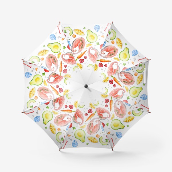 Зонт «Еда, я люблю тебя! (авокадо, лосось, лимон, перец)»