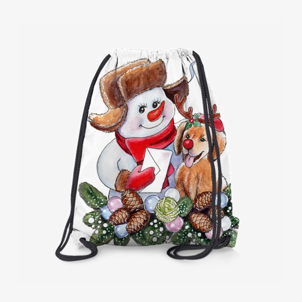 Рюкзак «Снеговик-почтовик с собачкой»