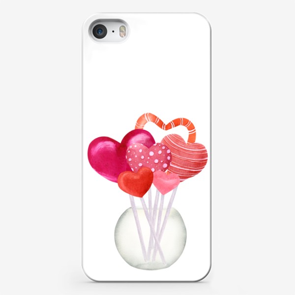 Чехол iPhone «Сердечки чупа чупсы в вазочке - 14 февраля - Сердечки на палочке лоллипоп - Lollipop»