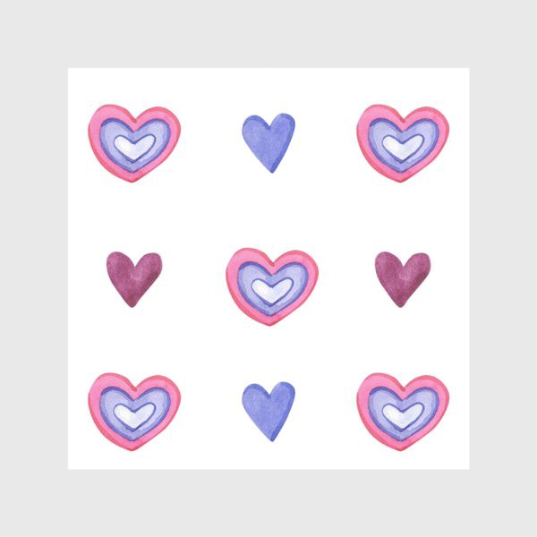 Скатерть «Фиолетовые и розовые сердечки на белом»