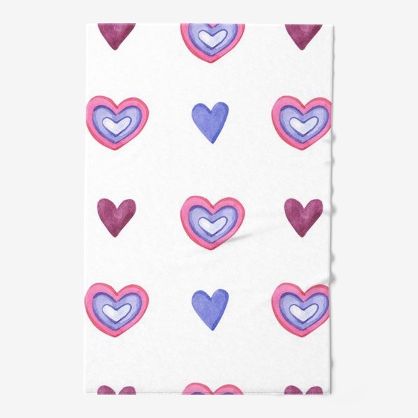 Полотенце «Фиолетовые и розовые сердечки на белом»