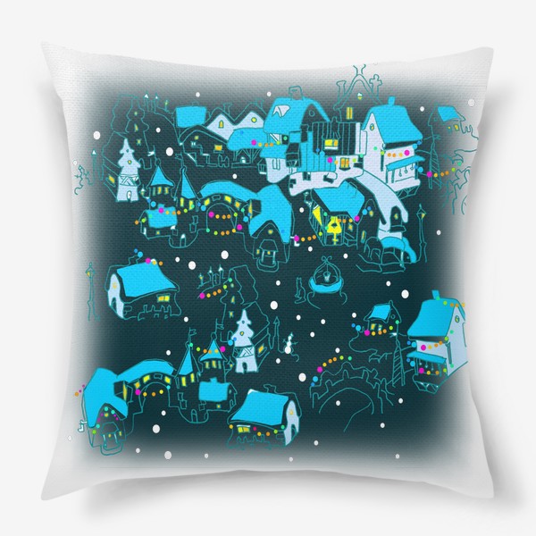 Подушка «Новогодний городок в ночи»