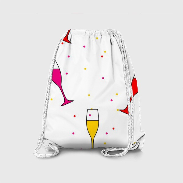 Рюкзак «Праздничный паттерн из разноцветных фужеров и конфетти»