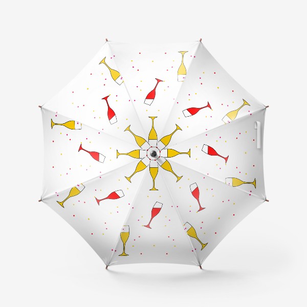 Зонт «Праздничный паттерн из разноцветных фужеров и конфетти»