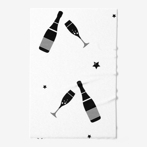 Полотенце «праздничный чёрно-белый паттерн из шампанского и фужеров»