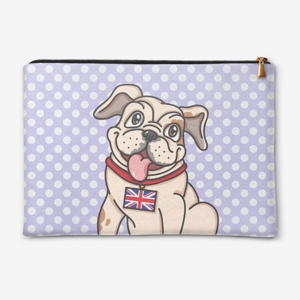 Косметичка «Веселая собака (Бульдог с британским флагом)»