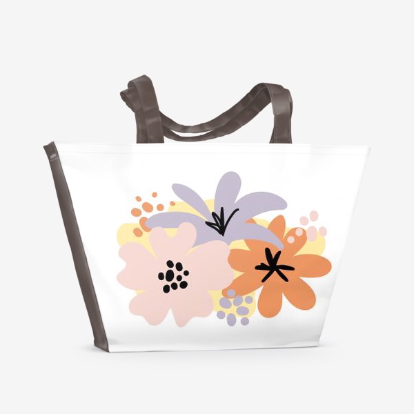 Пляжная сумка « «Цветочный графический дизайн. Абстрактный минимальный цветок, нарисованный от руки.»»