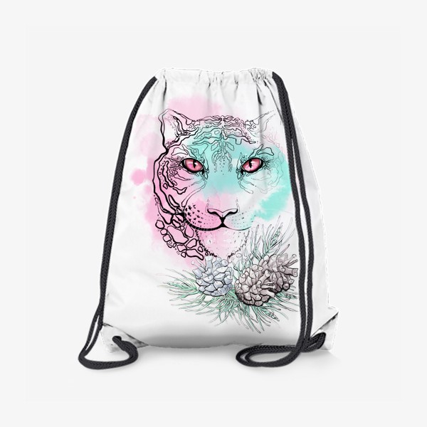 Рюкзак «Мятно розовый тигр в сосновых веточках»