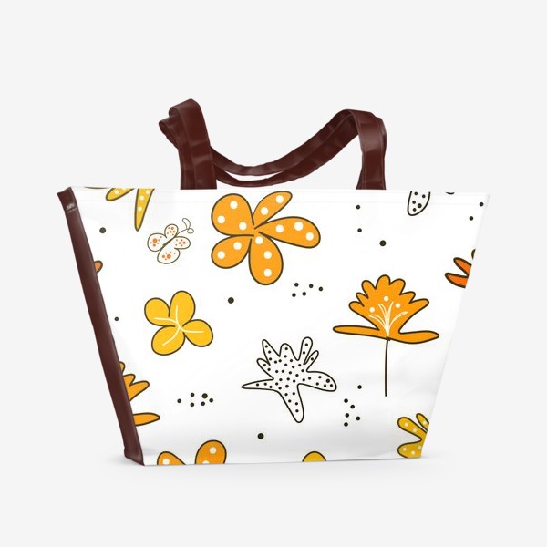 Пляжная сумка &laquo; «Цветочный графический дизайн каракулей. Бесшовные модели. Абстрактный минимальный цветок, нарисованный от руки. »&raquo;