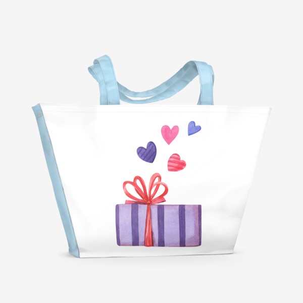 Пляжная сумка «Подарок с сердечками. День влюбленных»
