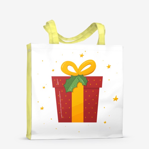 Сумка-шоппер «Подарок, красная коробка с желтым бантом»
