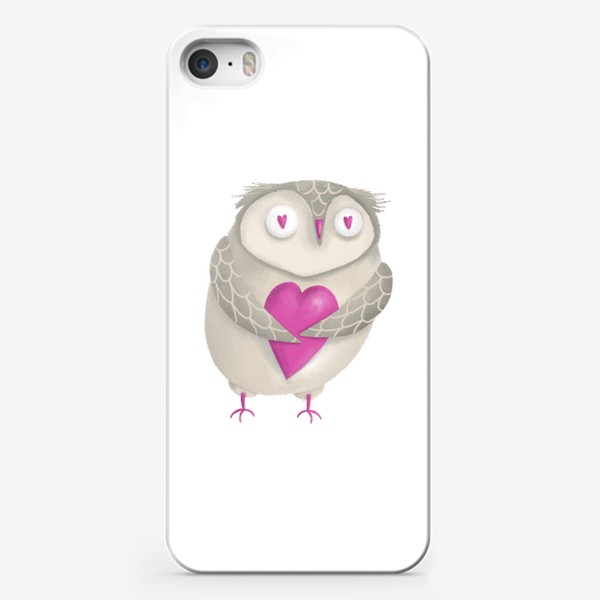 Чехол iPhone «Сова с сердцем, подарок на день святого Валентина, 14 февраля, сердечки, любовь. Любителю Гарри Поттер, птица»